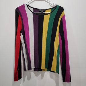 🆕️I▪︎N▪︎C Stripe Colorful Sparkly lonsleeve shirt Size Medium